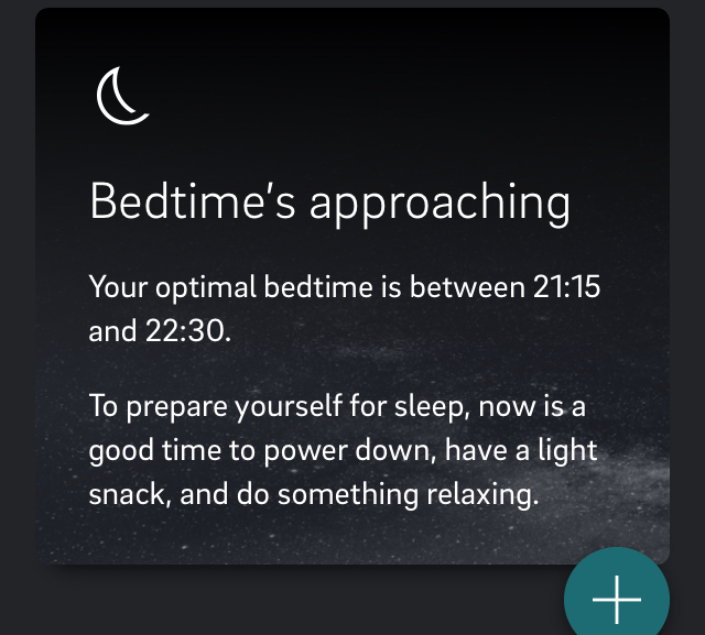 Oura ring bedtime recommendation